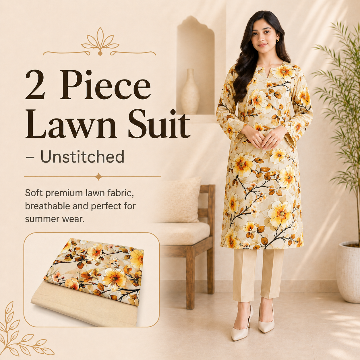 Golden Blossom Lawn 2-piece Suit